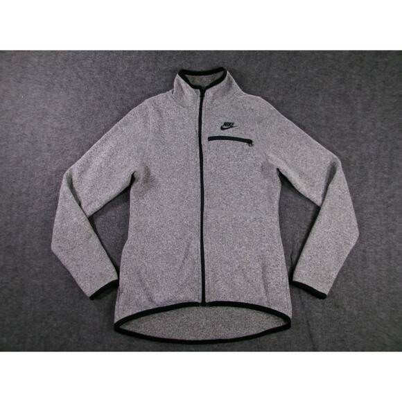 Nike Jacket Womens Small Heather Gray Summit Knit Fleece Full Zip Swoosh - Picture 1 of 10